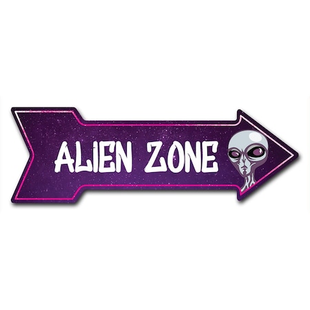 Signmission Alien Zone Arrow Decal Funny Home Decor 18in Wide D-A-999989